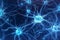 Blue Nerve Cell Banner: Brain\\\'s Neuron System with Synapses. AI
