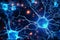 Blue Nerve Cell Banner: Brain\\\'s Neuron System with Synapses. AI