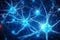 Blue Nerve Cell Banner: Brain\\\'s Neuron System with Synapses. AI
