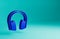 Blue Noise canceling headphones icon isolated on blue background. Headphones for ear protection from noise. Minimalism