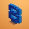 Blue number eight of consructor brick on yellow background. 3D Lego brick . Vector illustration