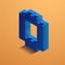 Blue number eight of consructor brick on yellow background. 3D Lego brick . Vector illustration