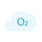 Blue o2 cloud oxygen icon, vector illustration isolated on white background.