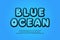 Blue ocean alphabet retro 3d typeface. Cartoon bubble font, uppercase and lowercase letters, numbers, symbols. Vector