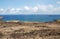 Blue ocean and clouds over horizon