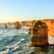 Blue ocean waves near Twelve Apostles Sea Rocks. Famous landmark near Great Ocean Road , Port Campbell National Park, Victoria