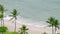 Blue ocean white sand beach nature tropical palms Island. Sea and sky. Wild beach. landscape Island. Palms turquoise sea backgroun