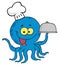 Blue octopus chef