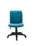 blue office fabric armchair on wheels isolated on white background, front view