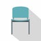 Blue office metal chair icon, flat style