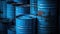 Blue oil barrels stacked, Industrial Background