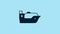 Blue Oil tanker ship icon isolated on blue background. 4K Video motion graphic animation