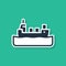 Blue Oil tanker ship icon isolated on green background. Vector