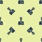 Blue Oilman icon isolated seamless pattern on yellow background. Vector Illustration