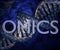 Blue OMICS word and DNA strands