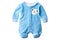 Blue Onesie For A Newborn Boy On White Background