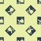 Blue Online education and graduation icon isolated seamless pattern on yellow background. Online teacher on monitor