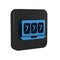 Blue Online slot machine with lucky sevens jackpot icon isolated on transparent background. Online casino. Black square