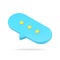Blue online speech bubble 3d icon. Volumetric chat with text message