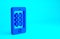 Blue Online ticket booking and buying app interface icon isolated on blue background. E-tickets ordering. Electronic train ticket