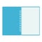 Blue open notebook simple icon on white background. Vector illustration