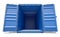 Blue open shipping container