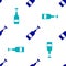 Blue Opened bottle of wine icon isolated seamless pattern on white background. Vector Illustration