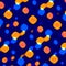 Blue orange blots pattern. Strange image composition. Computer screen. Color background. Picture style square shapes. Textures.