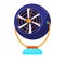 Blue and orange electric table fan isolated. Modern appliance for air cooling in summer vector illustration