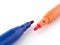 Blue and orange felt pens