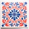 Blue And Orange Floral Pattern: Tile Design With Shepard Fairey Influence