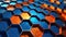 Blue Orange Honeycomb Technology Background. Generative AI