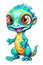 A blue and orange lizard with big eyes. Generative AI image.