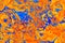 Blue and Orange Marbled Background