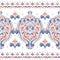 Blue and orange ornamental seamless pattern. Vintage, paisley elements. Ornament. Traditional, Ethnic, Turkish, Indian motifs.