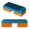 Blue and orange plastic step-platform for aerobics, vector illustration on white background