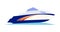 Blue and Orange Speed Motorboat on White Background