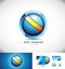 Blue orange sphere circle 3d logo design