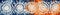 Blue and orange tie dye, AI generative panorama design element, panoramic banner textile