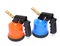 Blue and orange torch burner tool on white