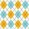 Blue and orange trendy argyle seamless pattern