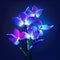 Blue orchid on a dark blue background. 3d rendering. Generative AI