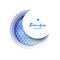 Blue Origami Crescent Moon Mosque Window Ramadan Kareem Greeting card