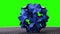 Blue origami spiky ball exposition.