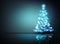 Blue ornament christmas tree. Digital decoration concept and glowing bokeh light background. and clipping path