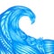 Blue ornate doodle wave, vector background