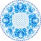 Blue ornate vector plate pattern in Gzhel style