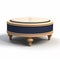 Blue Ottoman With Wooden Frame - Daz3d Style - Beige And Navy