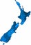 Blue outline New Zealand map on white background. Vector illustration