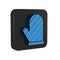 Blue Oven glove icon isolated on transparent background. Kitchen potholder sign. Cooking glove. Black square button.